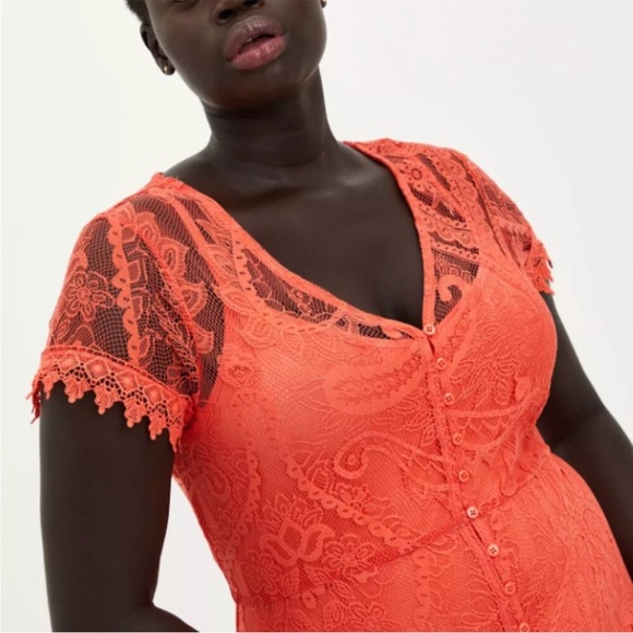 Torrid Lace  Button Front Skate Maxi Dress Sz 3 - Picture 2 of 14